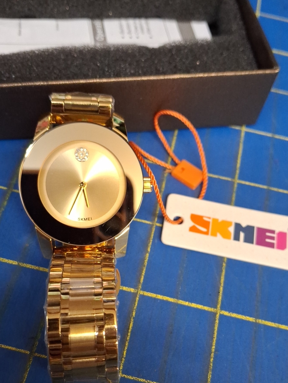 SKMEI Gold Face Gold-Tone 8" Band Bracelet Watch New